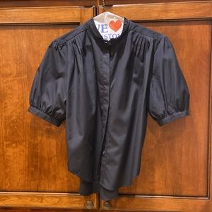 Rag & Bone ruffled collar button down shirt with button closure poof sleeves.